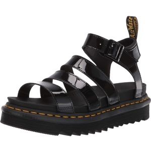 Dr. Marten’s Blaire Fisherman Sandal, Black Patent Lamper